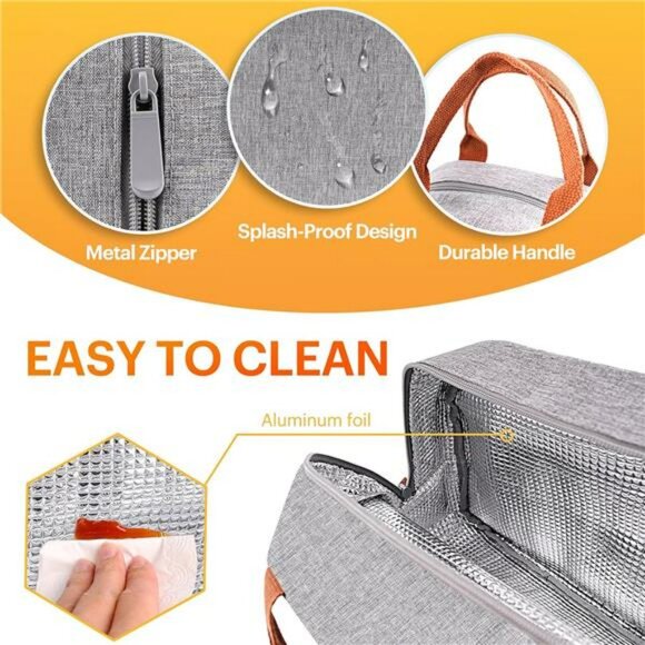 Insulated Lunch Bag Tote Small Cooler Leakproof Reusable for Work Travel - Picture 4 of 8